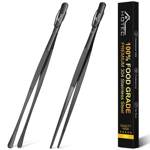 HOTEC kitchen tweezers with pointed-tip for precise handling of delicate foods.