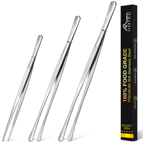 HOTEC kitchen tweezers 6.3-inch straight tip for precise plating and delicate handling.