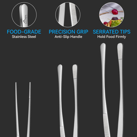 HOTEC kitchen tweezers one-piece dishwasher safe design for easy cleaning.
