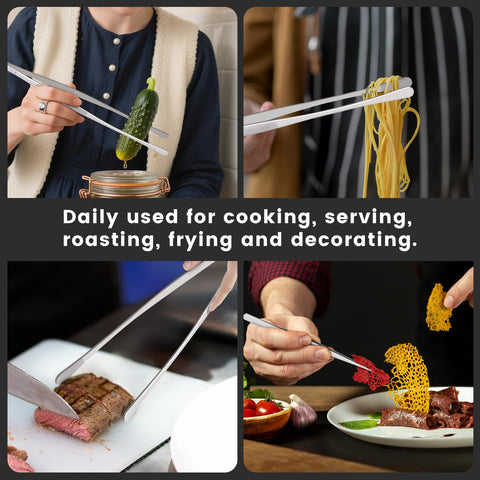 HOTEC kitchen tweezers round tip for flipping large items like steaks.