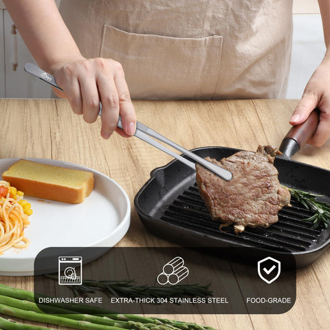 HOTEC kitchen tweezers stainless steel matte finish for durable kitchen performance.