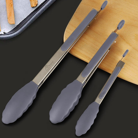 Hotec locking 12-inch tongs in stainless steel with secure storage.
