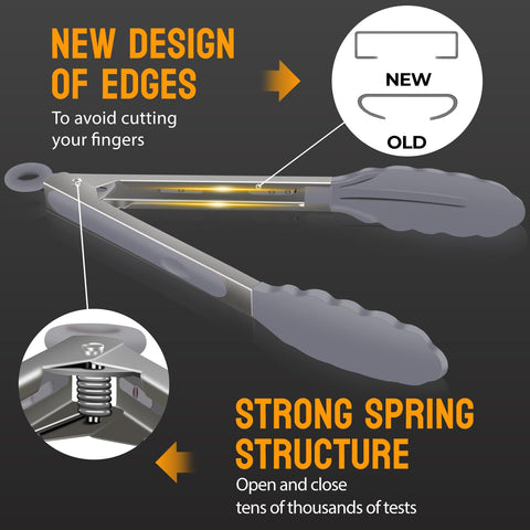 Hotec locking 7-inch tongs in stainless steel with secure storage.