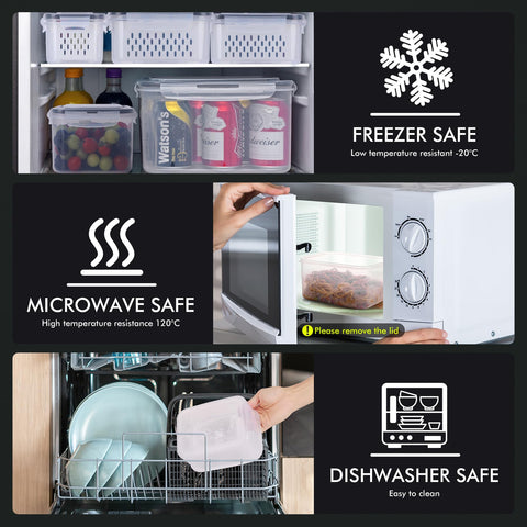 HOTEC microwave-safe and dishwasher-safe containers with lids removed.