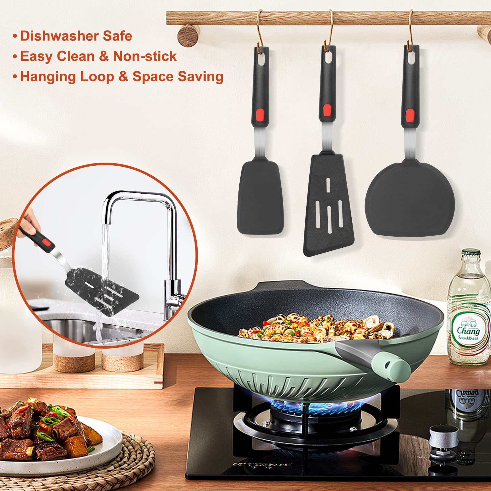 Hotec versatile kitchen spatulas help flip, turn, and serve