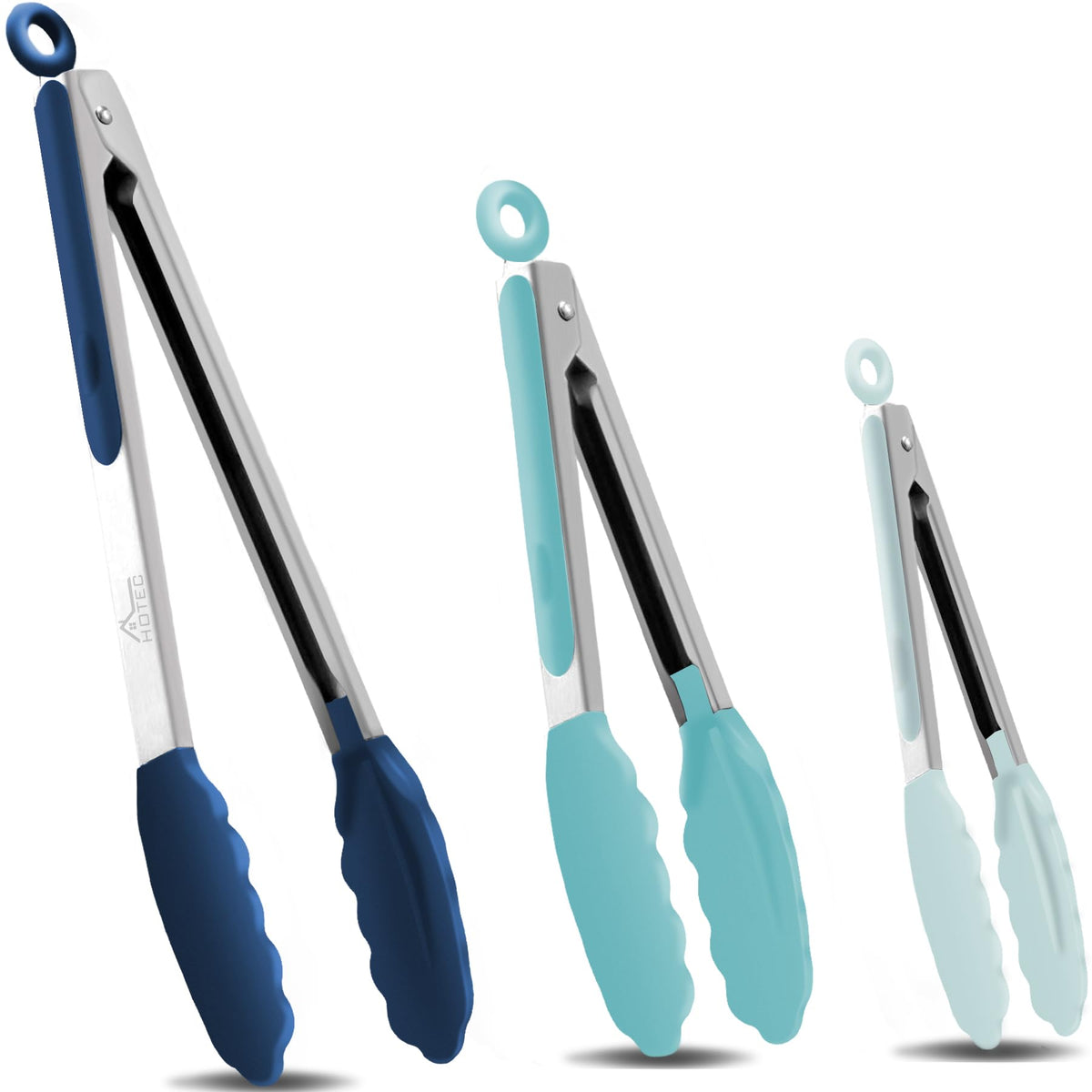 HOTEC gradient blue 7-inch tong with locking for compact storage