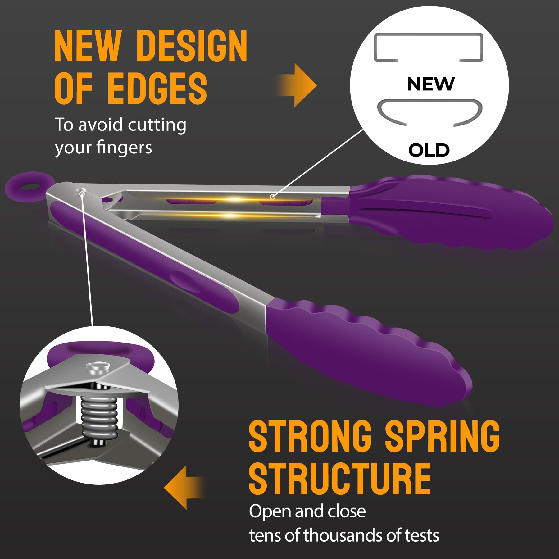 HOTEC locking mechanism purple tongs shown for safe, compact storage.