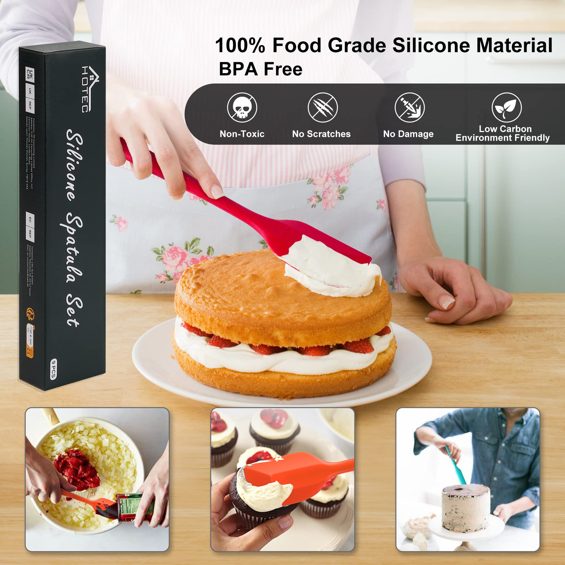 HOTEC seamless one-piece design spatula ensures easy cleaning and smooth scraping.