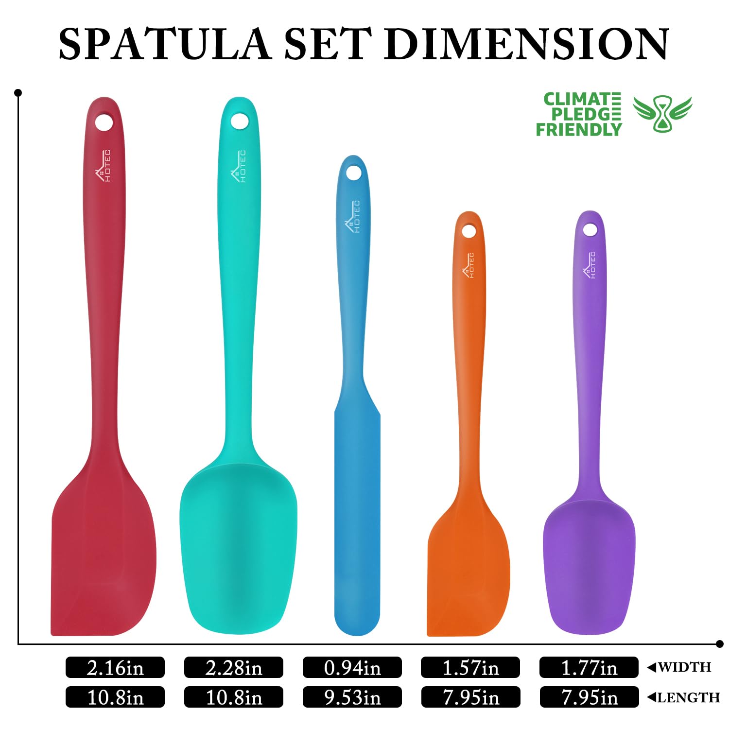 HOTEC seamless one-piece spatula design protects pans and makes cleaning easier