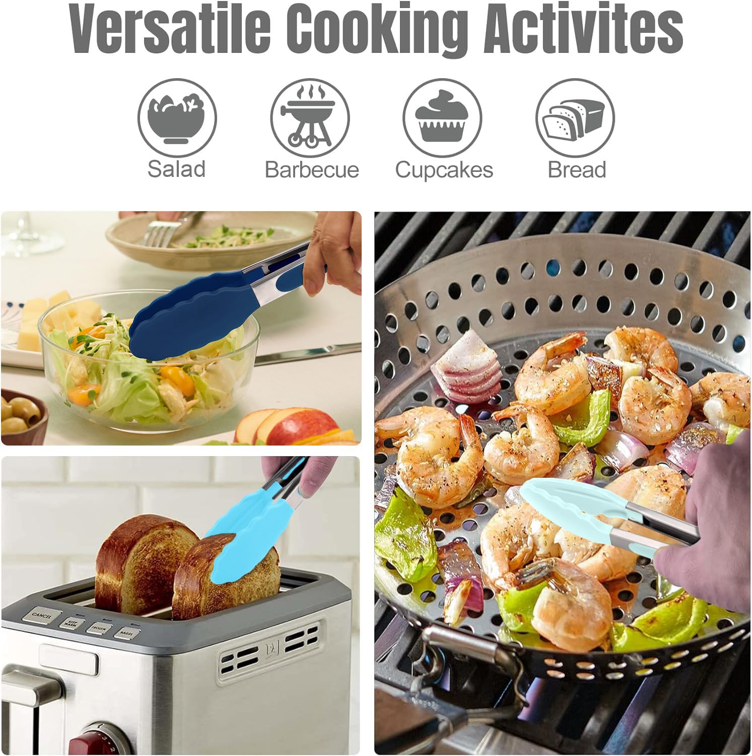 Hotec dishwasher-safe tongs for quick, easy cleanup.