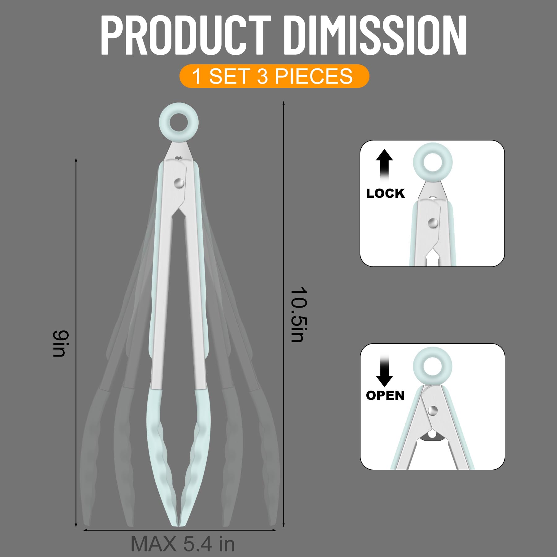 Hotec tongs ergonomic handle close-up for secure grip and control.