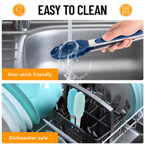 Hotec set of 3 gradient blue tongs for everyday use.
