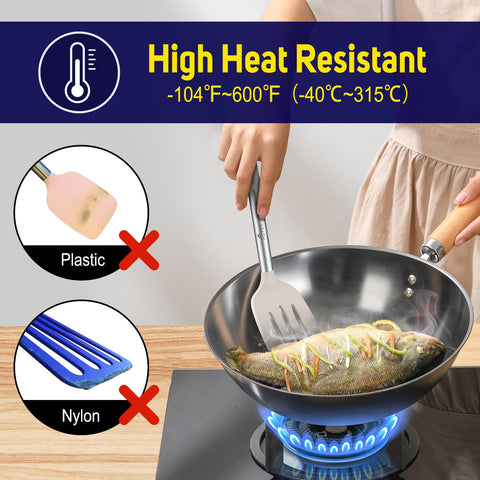 HOTEC silicone spatula nonstick-safe head to prevent scratches.