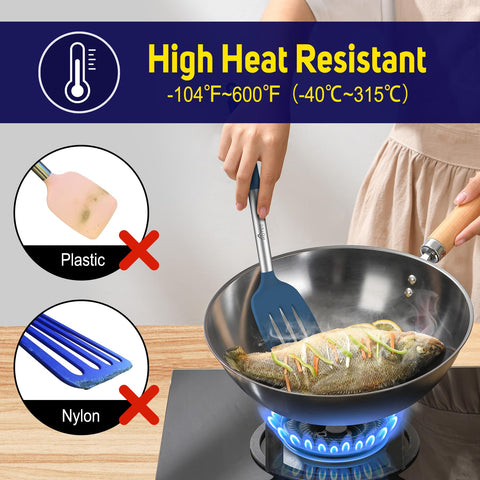 HOTEC silicone head is safe for nonstick cookware to prevent scratches.