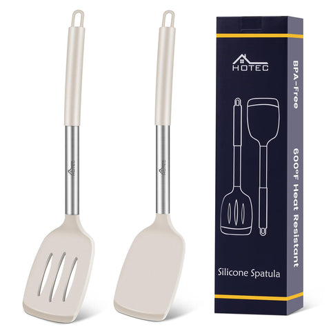 HOTEC silicone spatula set solid spatula ideal for flipping on nonstick pans.