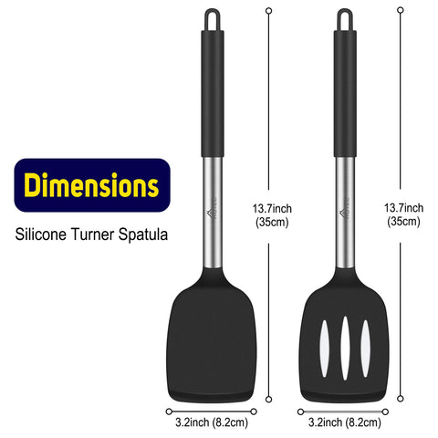 HOTEC silicone spatula slotted turner for draining liquids while lifting food.