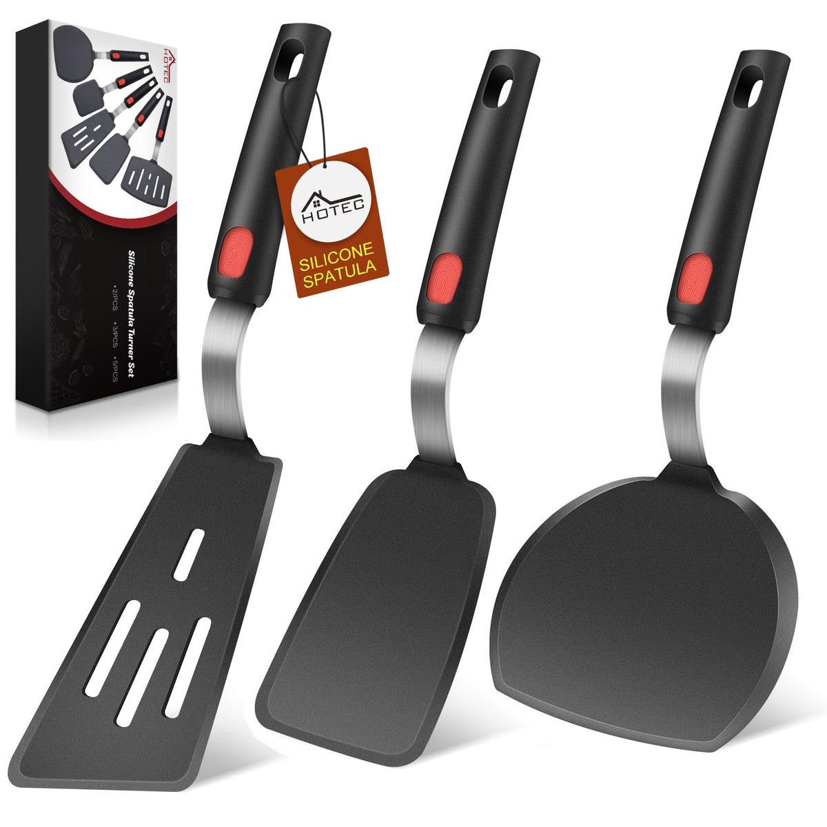 Hotec silicone spatula Turner designed for safe flipping on nonstick cookware