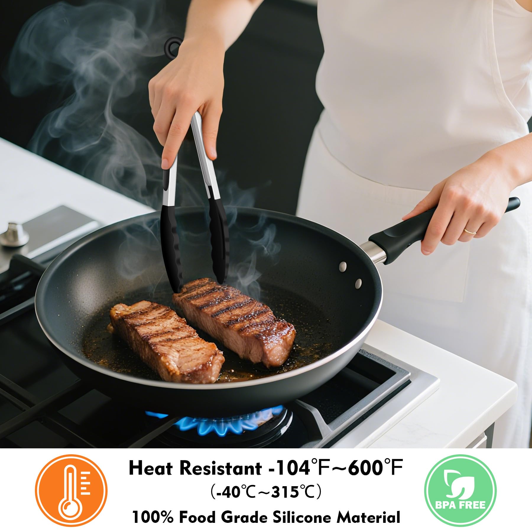 Hotec silicone tip tongs heat resistant up to 600°F.