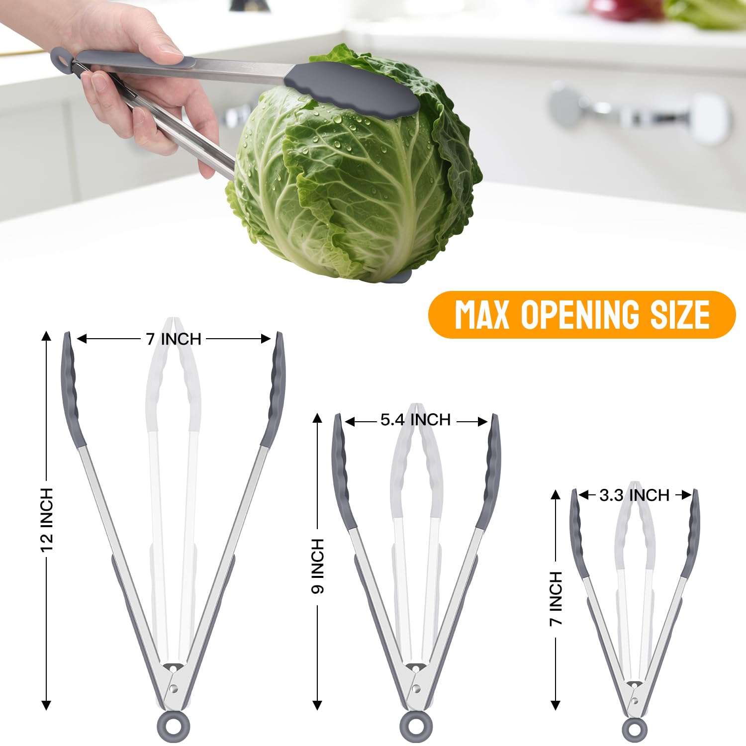 Hotec silicone-tip tongs with ergonomic handle for comfortable grip.