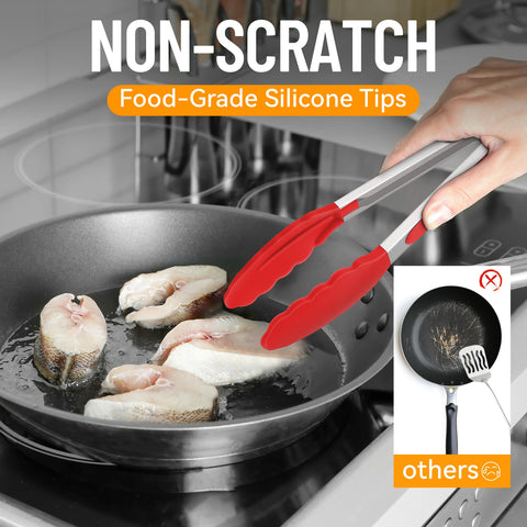 Hotec silicone tips withstand heat up to 600°F and prevent pan scratches.