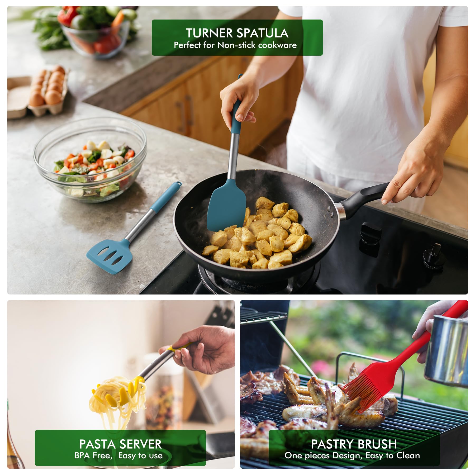 HOTEC silicone-headed whisk designed for smooth mixing without scratching cookware.