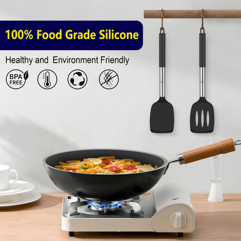HOTEC 13.7-inch black spatulas ideal for large skillets.