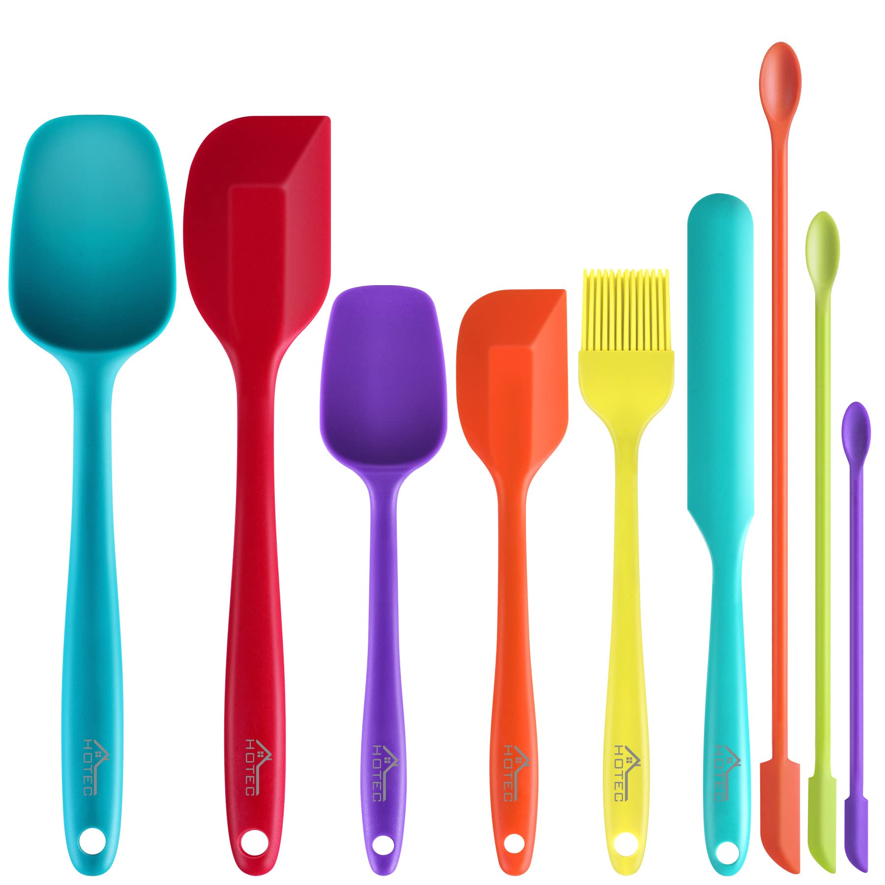 HOTEC spatula set in nine pieces with versatile styles for baking and cooking tasks.