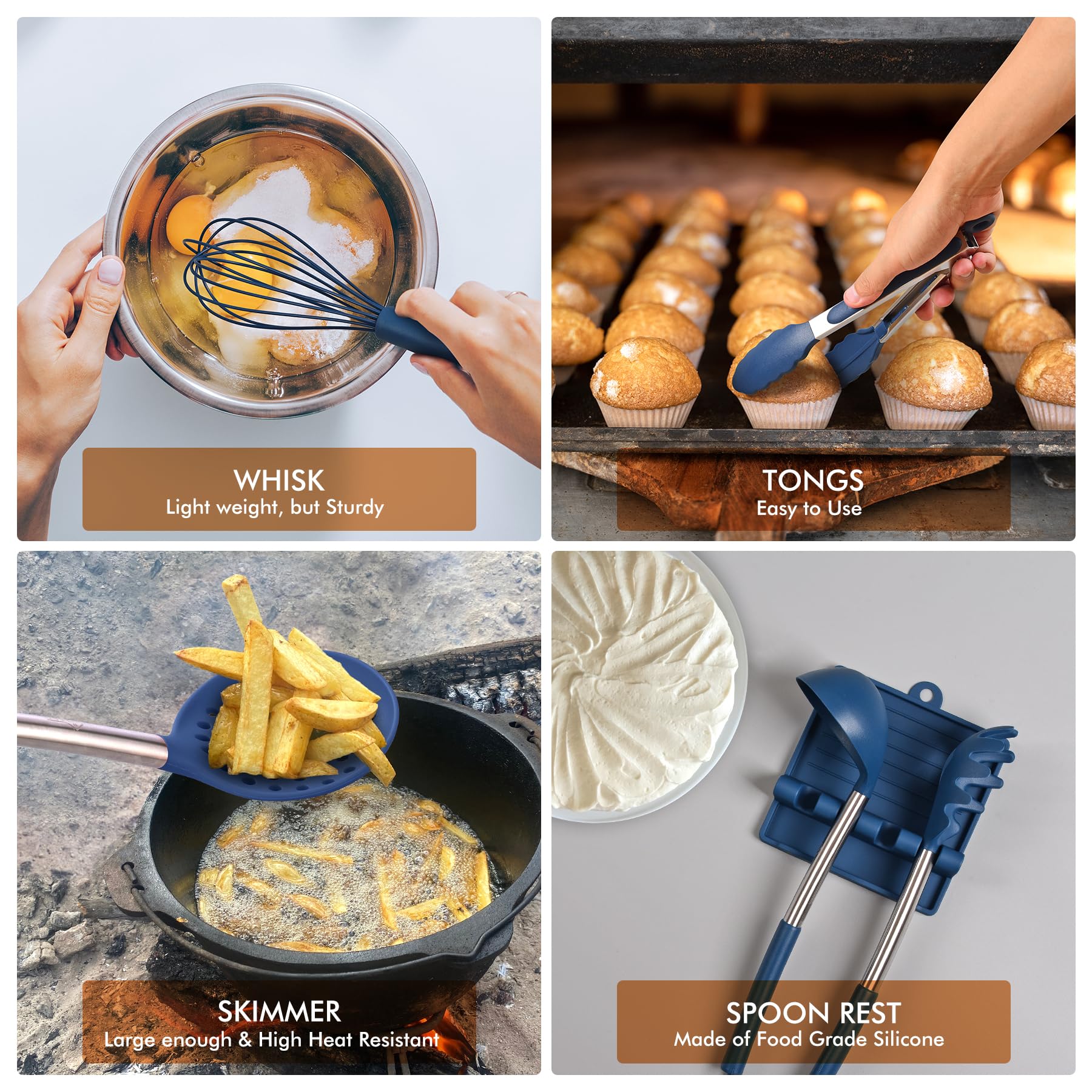 Spoon rest included in HOTEC set keeps counters tidy.