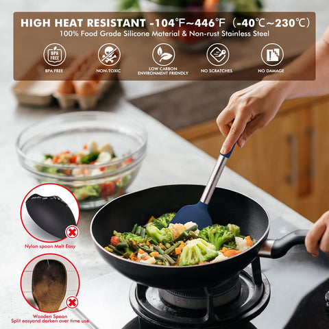 HOTEC stainless steel utensil holder keeping utensils organized on the counter.