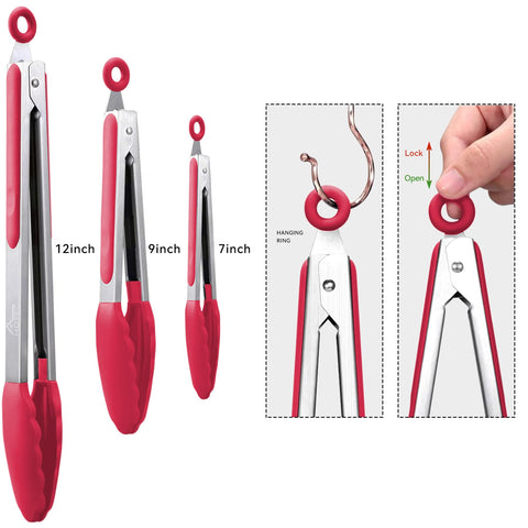 HOTEC tongs 12 inch red extend reach for larger dishes.