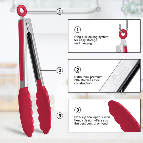 HOTEC locking mechanism red keeps tongs compact and secure storage.