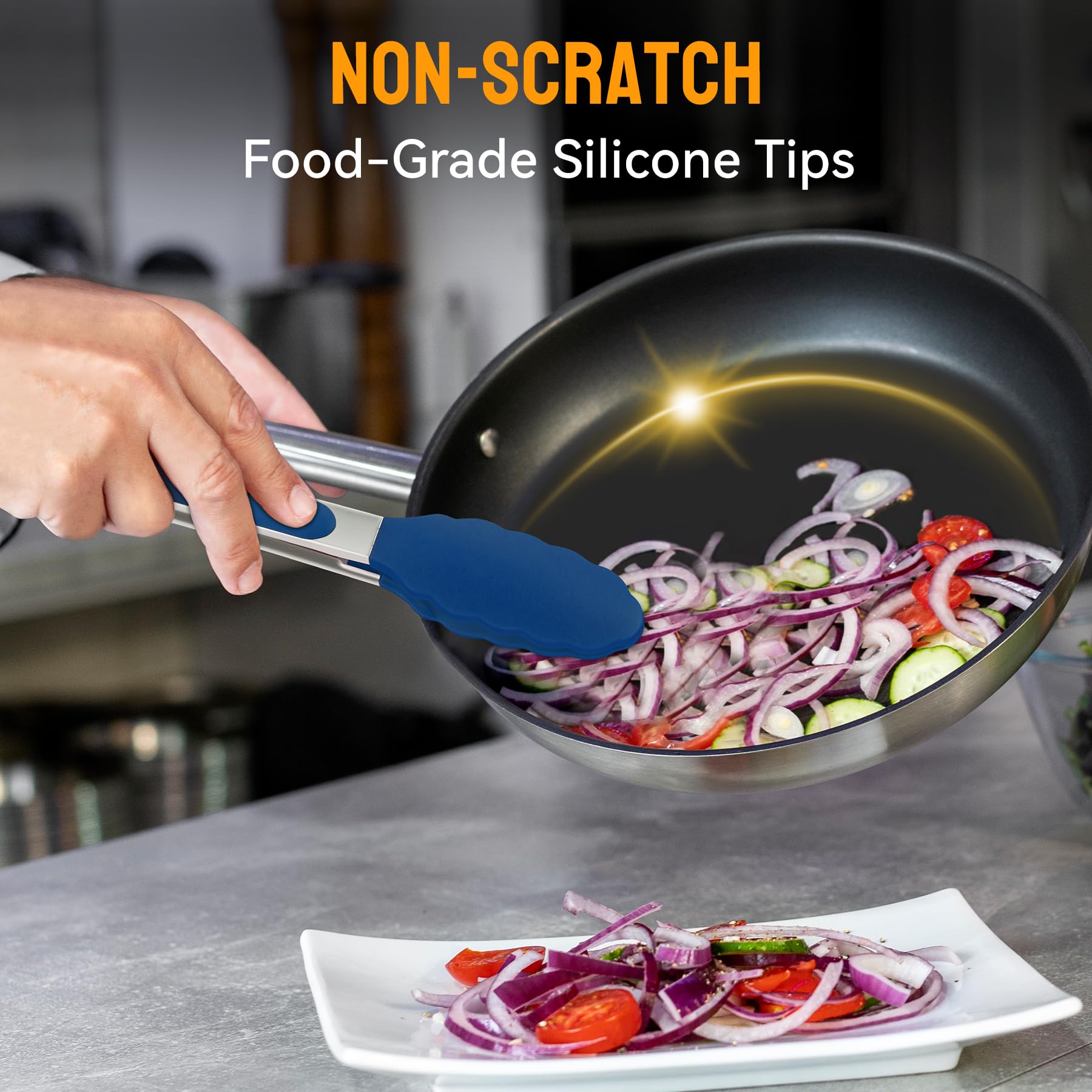 HOTEC tongs ideal for grilling corn, burgers, salads, and roast meat.
