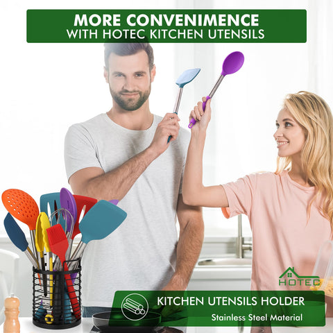 HOTEC utensils holder keeps tools organized and accessible on the counter.