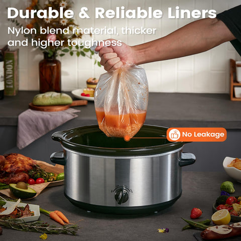 Hotensil liner fits 6 to 10 quart slow cookers for versatile meals.