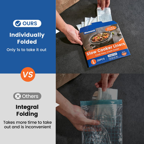 Hotensil liner placed on slow cooker for clean cooking