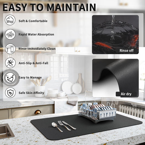 HotLive dish drying mat foldable storage for easy drawer organization when not in use.