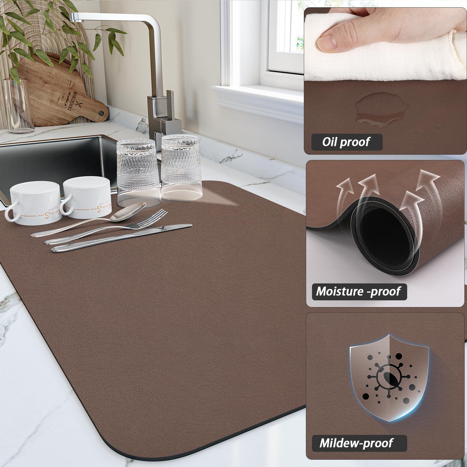HotLive dish mat hides water stains for a cleaner look.