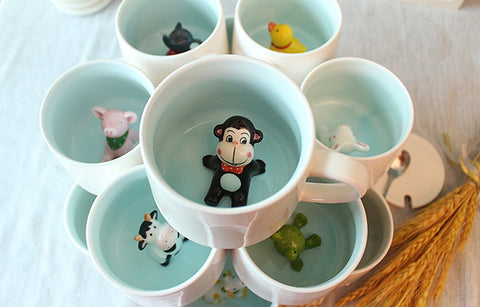 Hotmiss mug features a hidden 3D animal inside for a fun sipping experience