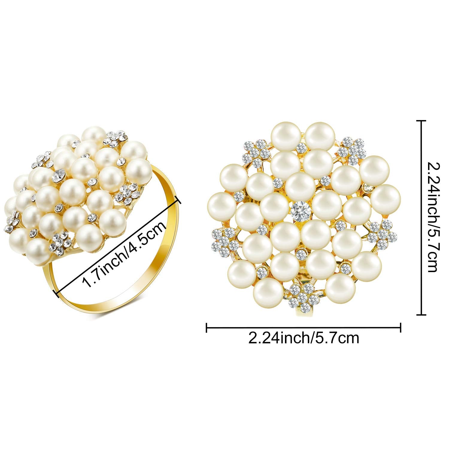 Hotop rhinestone ring features pearl accents for chic party dining settings.