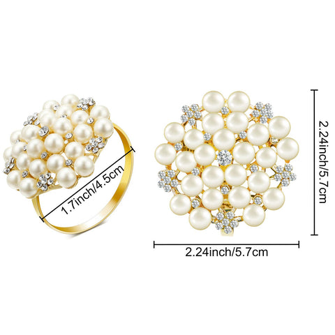 Hotop rhinestone ring features pearl accents for chic party dining settings.