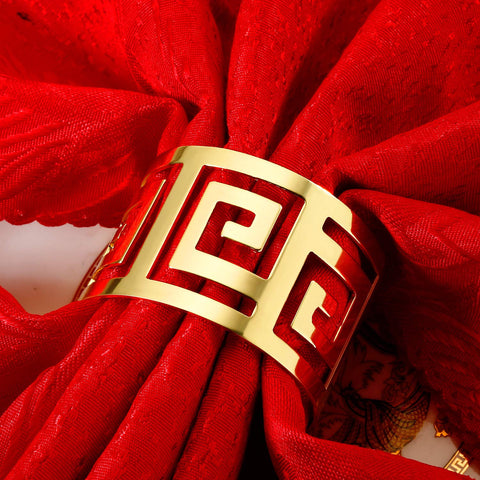 Hotop gold napkin rings provide a polished touch for party dining.