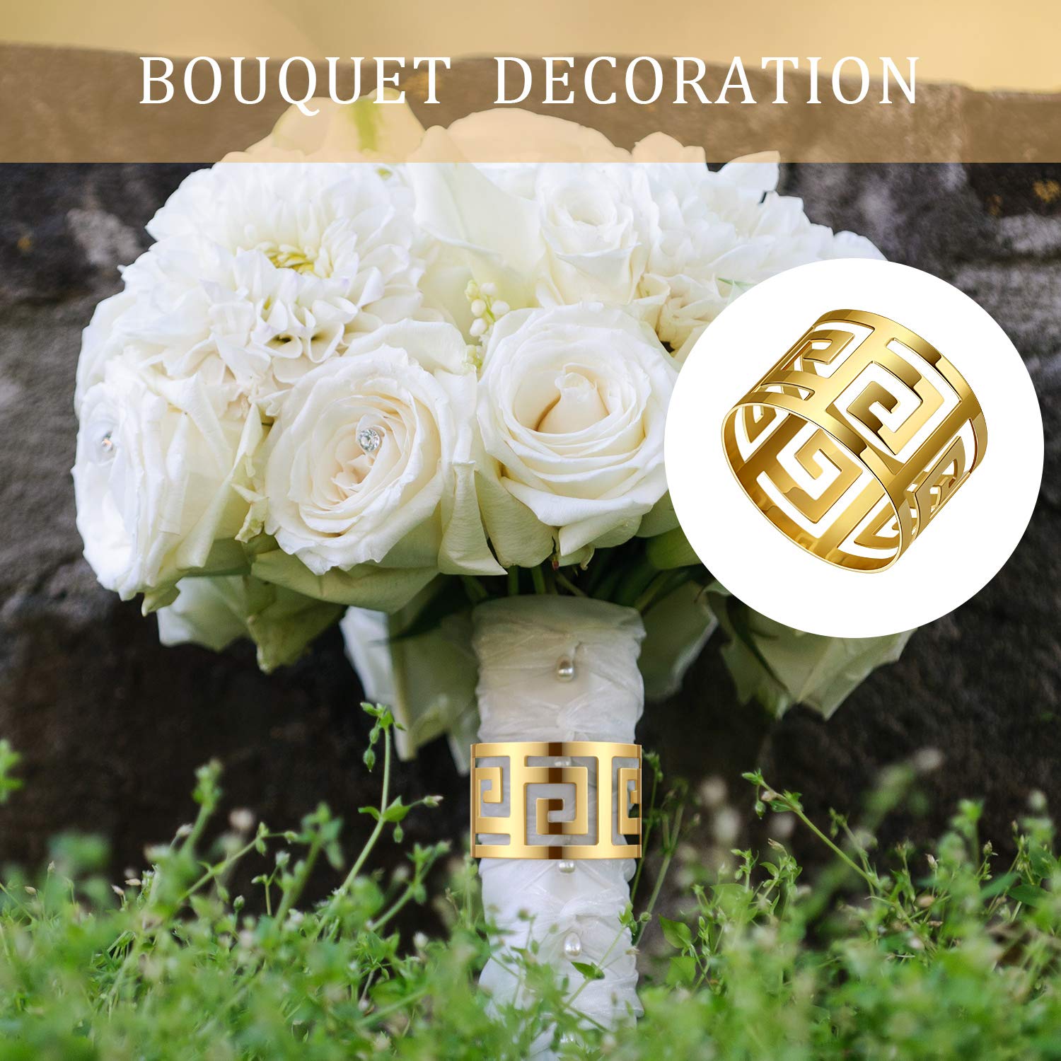 Hotop gold napkin rings keep napkins neatly aligned at weddings and banquets.