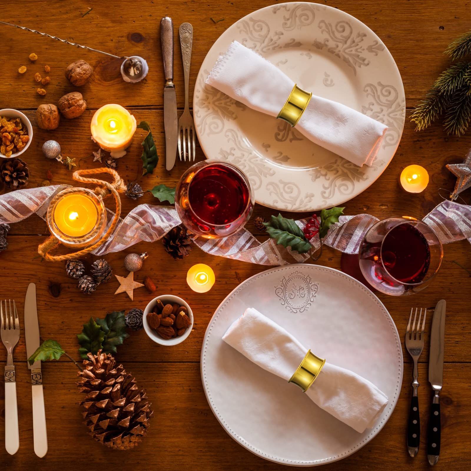Hotop napkin rings displayed on formal dining setup for elegance.