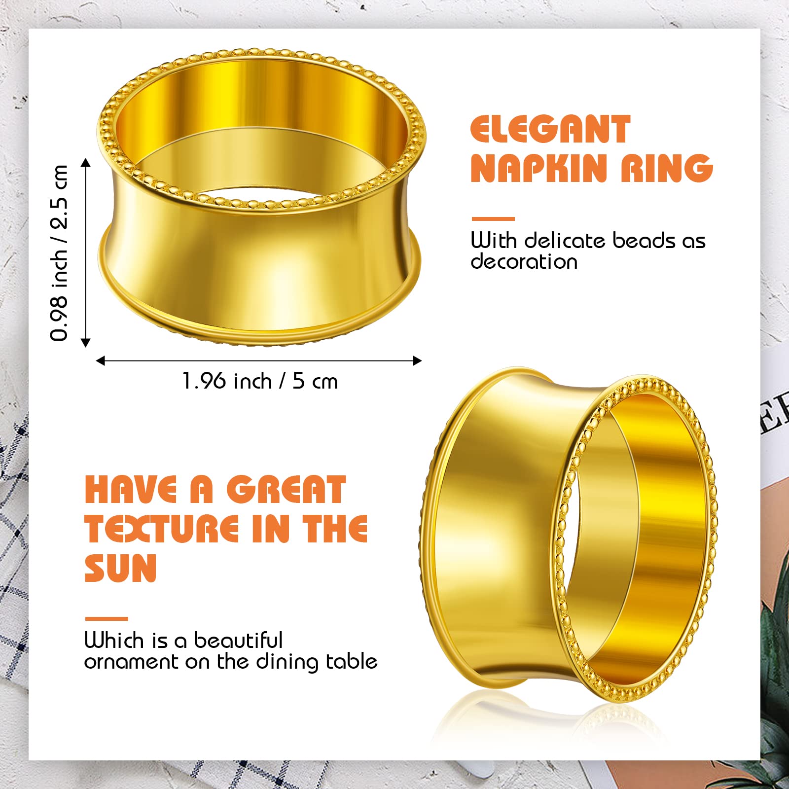 Hotop beaded napkin rings paired with linen for classy dinners.