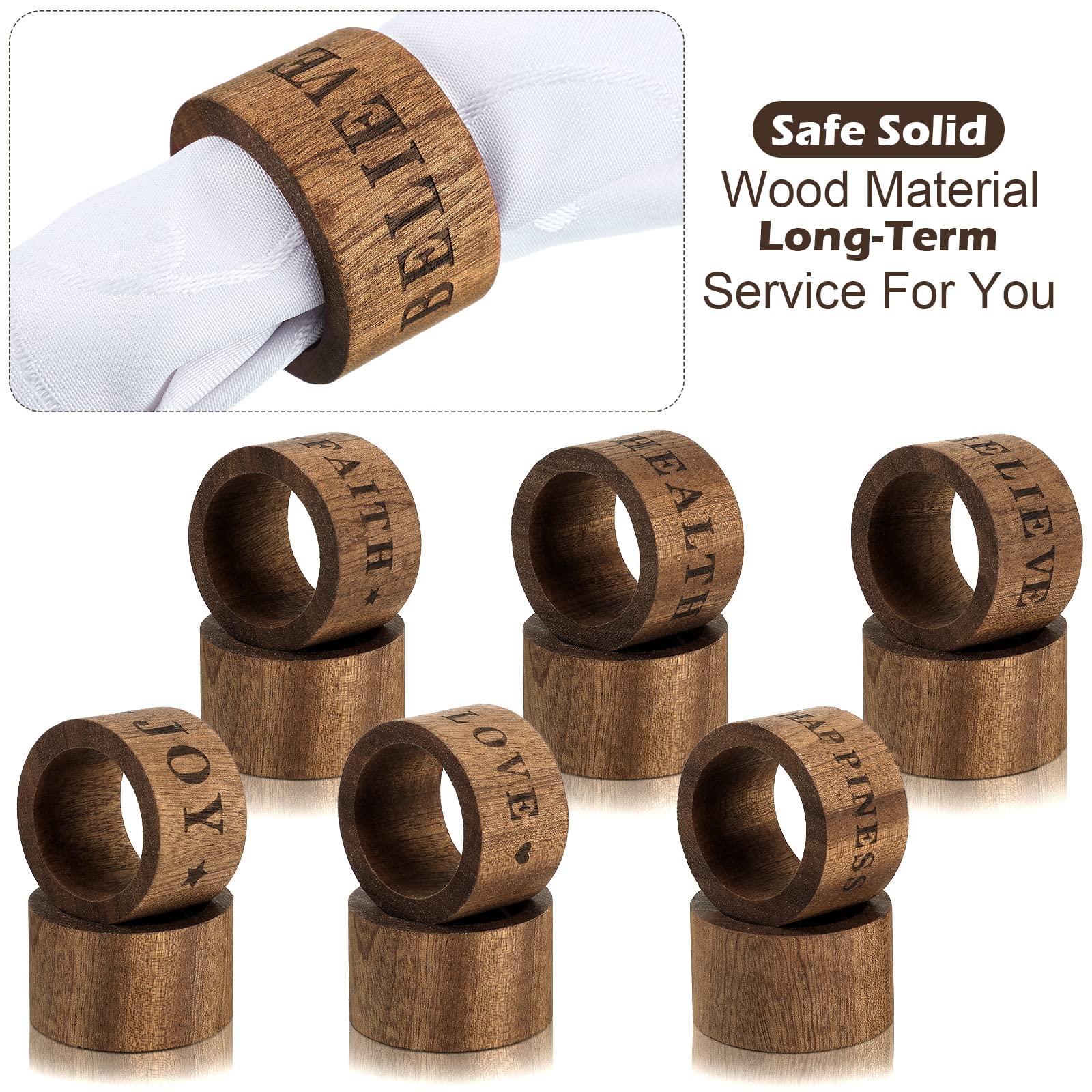 Hotop wax oil finish wood napkin rings ensure long lasting decor
