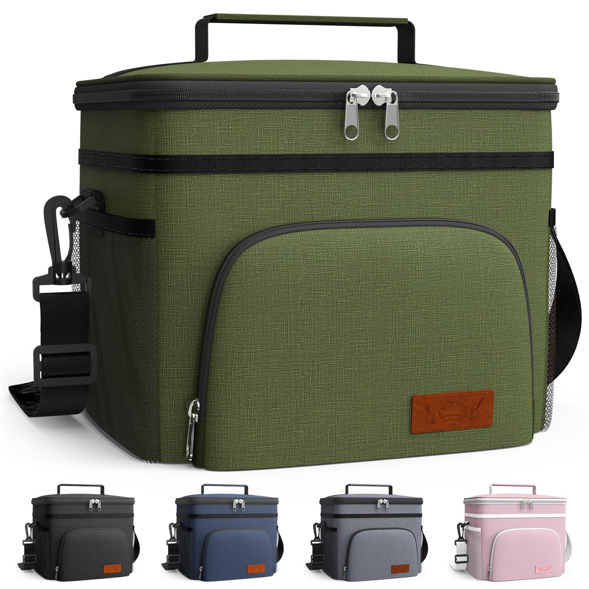 HOTOR insulated lunch bag front view highlighting large capacity and organization