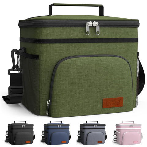HOTOR insulated lunch bag front view highlighting large capacity and organization