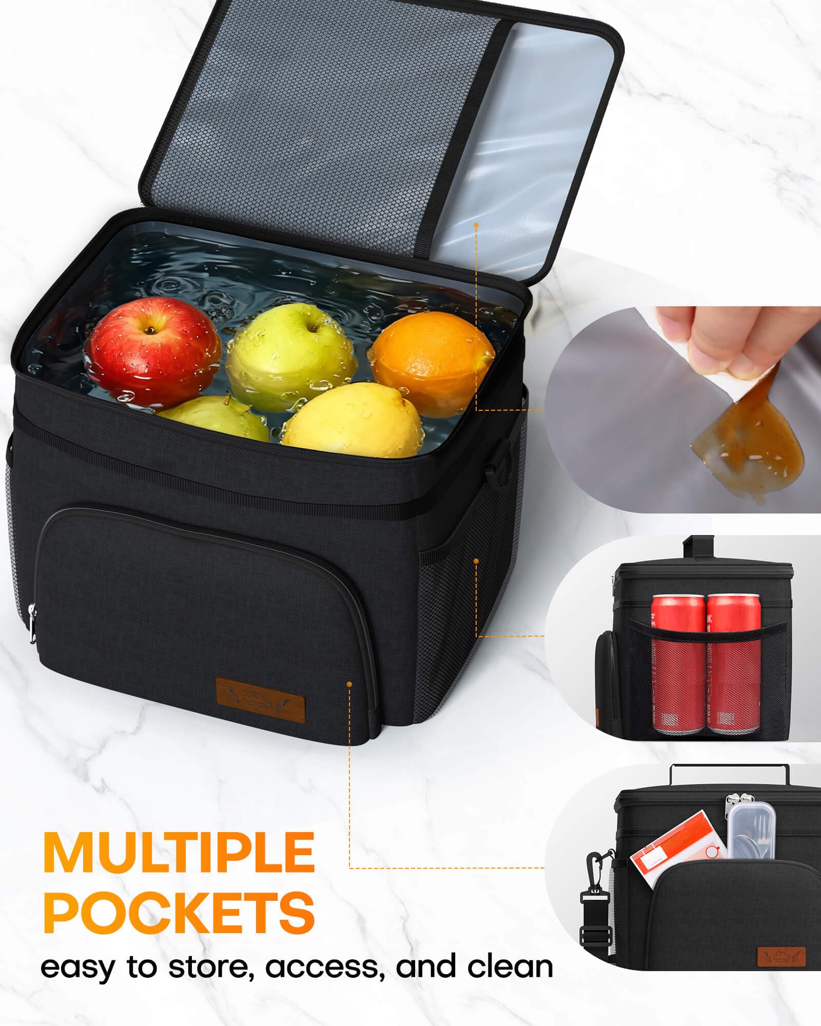 HOTOR leak-proof liner keeps spills contained and dry items nearby