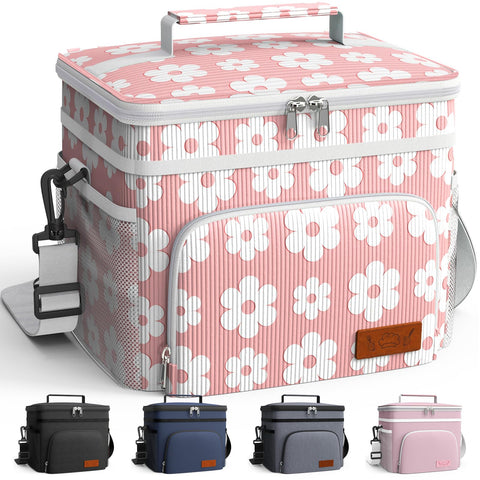 HOTOR insulated lunch bag for women with pink flower keeps meals fresh at work