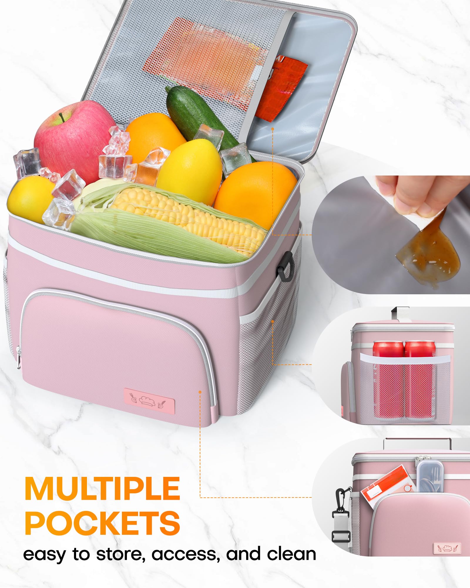 HOTOR lunch bag leak-proof lining keeps contents dry after spills.